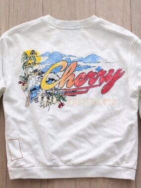 Cherry LA Size L Crewneck Sweatshirt White Graphic Limited Edition 2022